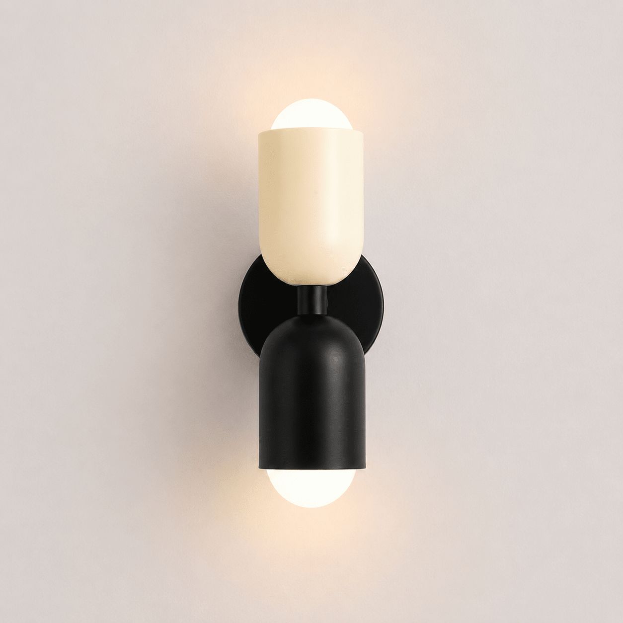 Moderne Wandlampe im Kapsel Design - Wandlampe - Weiß – Schwarz - Voldeva