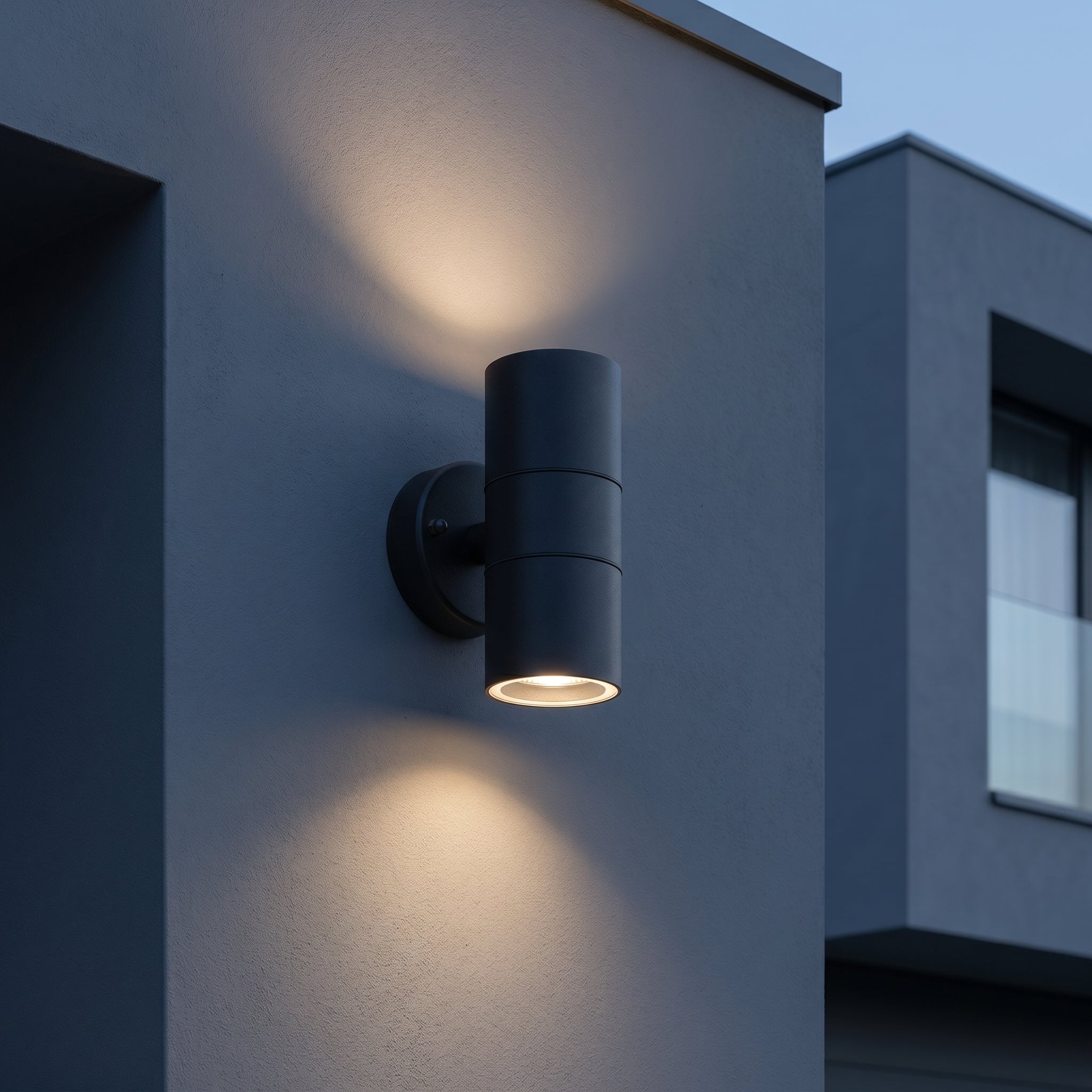 Moderne Zylindrische LED - Außenwandleuchte mit Auf - und Abstrahlung - Wandleuchte - Voldeva