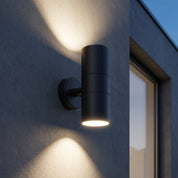 Moderne Zylindrische LED - Außenwandleuchte mit Auf - und Abstrahlung - Wandleuchte - Voldeva