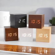 Moderner LED Wecker mit klarer Anzeige und smarten Funktionen - Uhr - Dunkelbraun - Voldeva