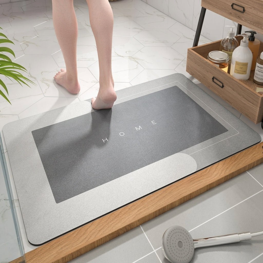 Moderner Minimalistischer Schnelltrocknender Bad- & Eingangsläufer - Tür- und Badematte - Grau - Voldeva