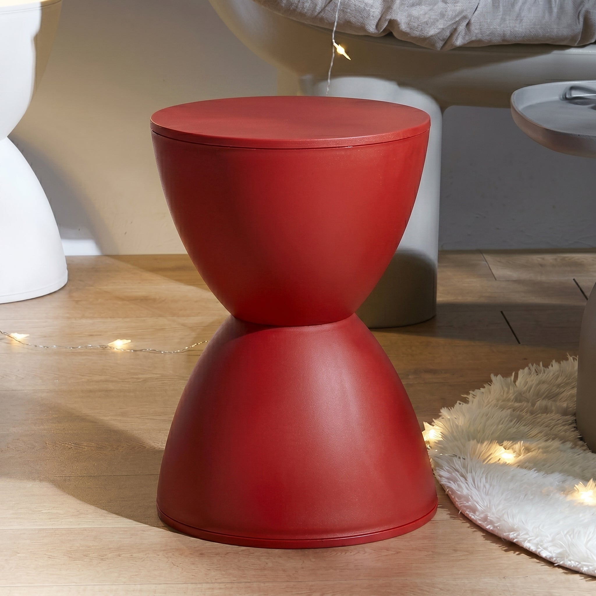 Moderner Sanduhr-förmiger Beistelltisch-Hocker - Hocker - Rot - Voldeva
