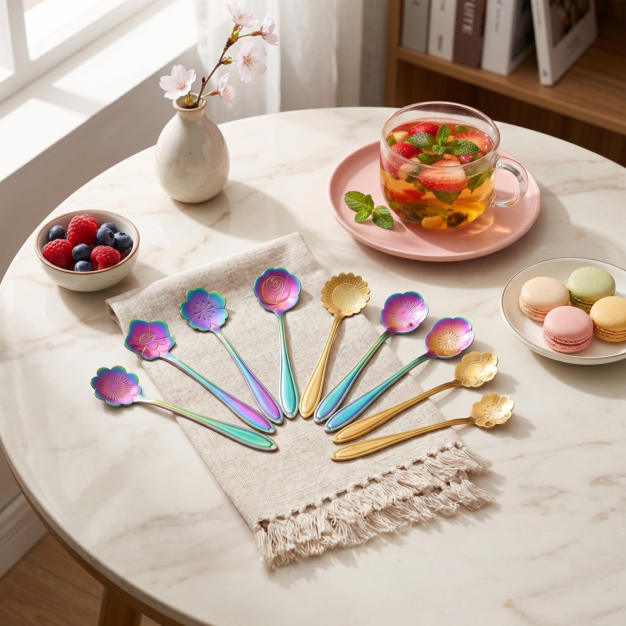 Modernes 8 - teiliges Blumenlöffel - Set - Teelöffel - Set - Mehrfarbig - Voldeva