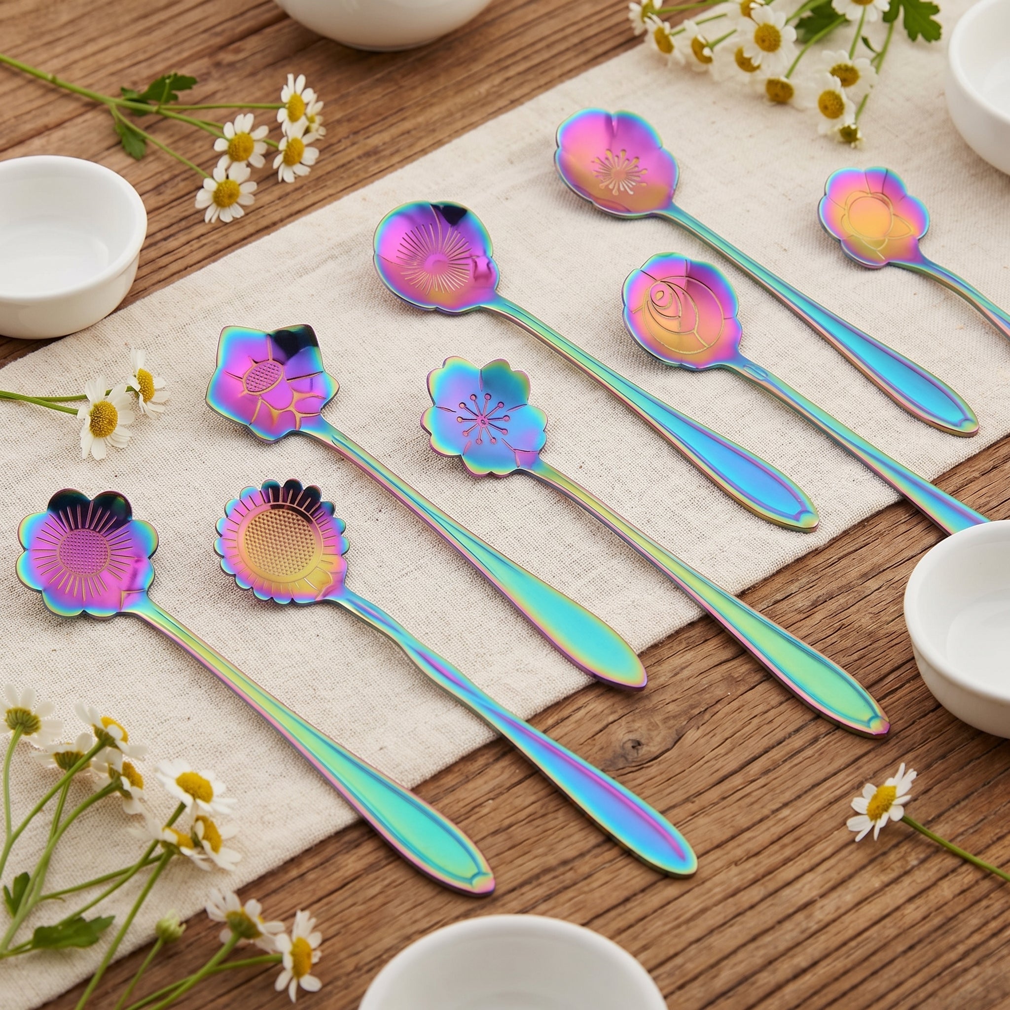 Modernes 8 - teiliges Blumenlöffel - Set - Teelöffel - Set - Mehrfarbig - Voldeva