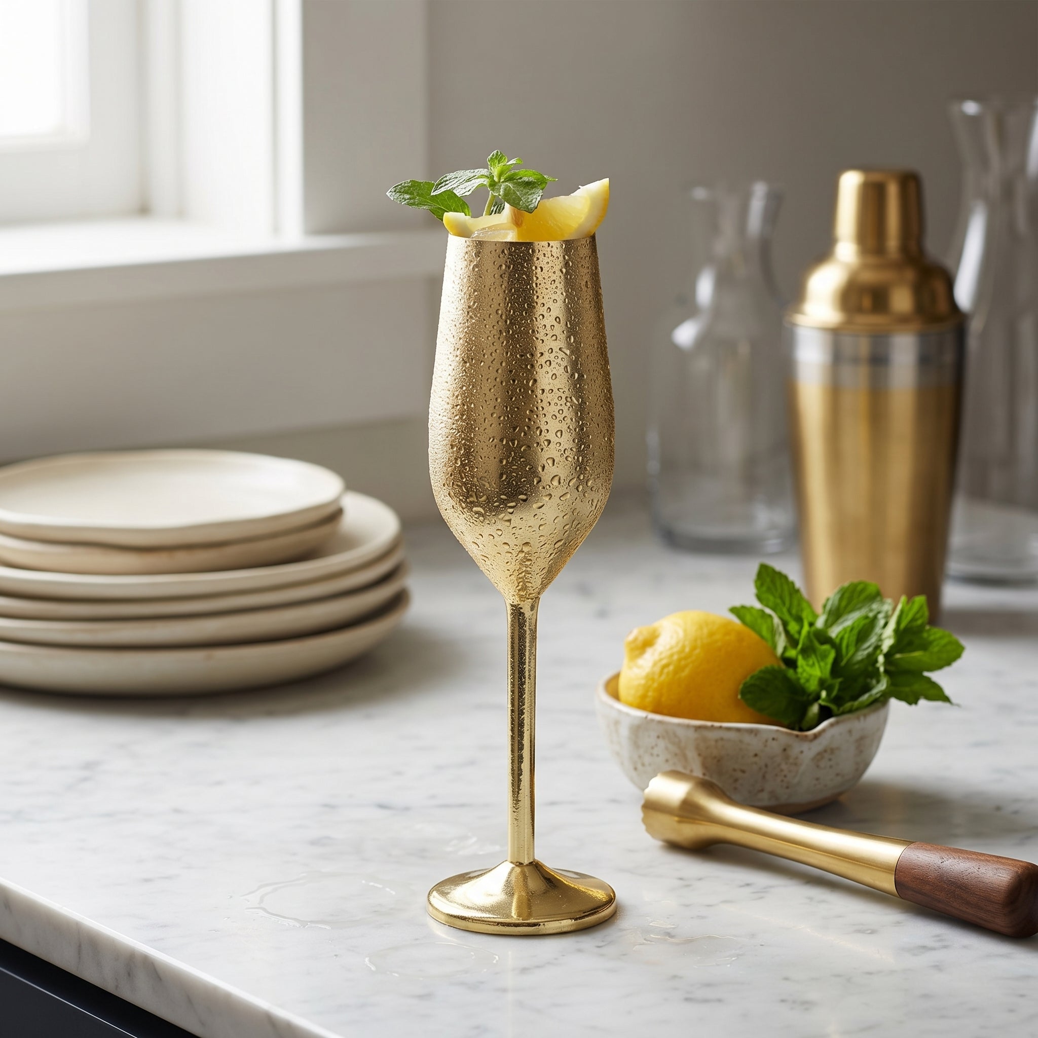 Modernes Dieser Cocktail - und Champagnerkelch - Weinglas - Gold - Voldeva