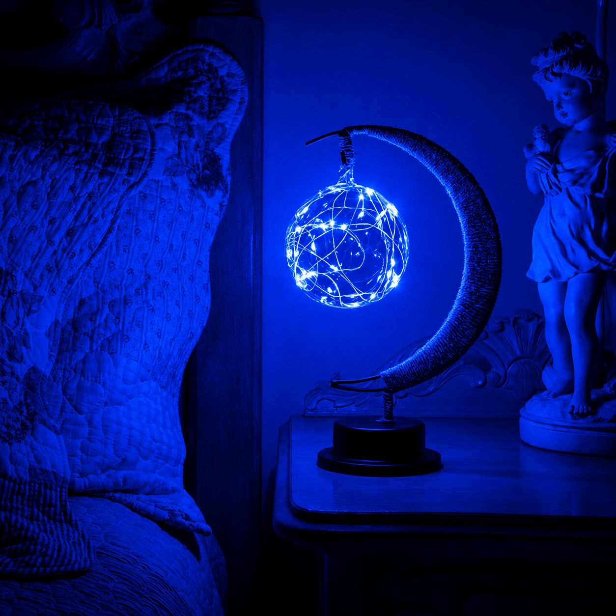 Mond Tischlampe mit Kugelglas Design - Table Lamps - Blau - Voldeva