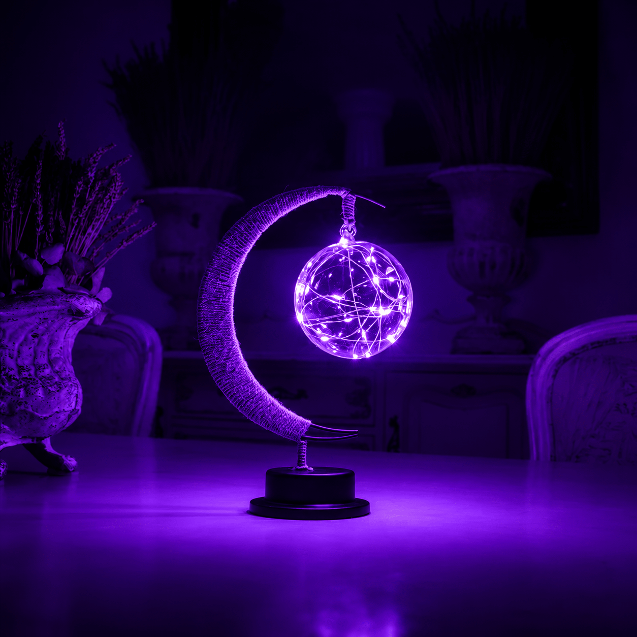 Mond Tischlampe mit Kugelglas Design - Table Lamps - Lila - Voldeva