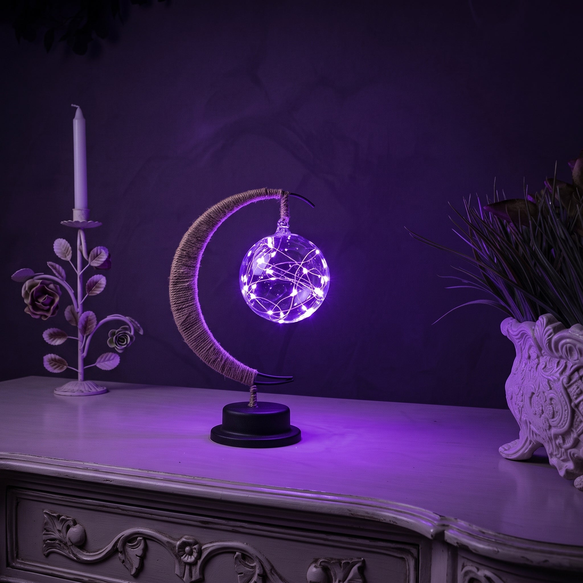 Mond Tischlampe mit Kugelglas Design - Table Lamps - Lila - Voldeva