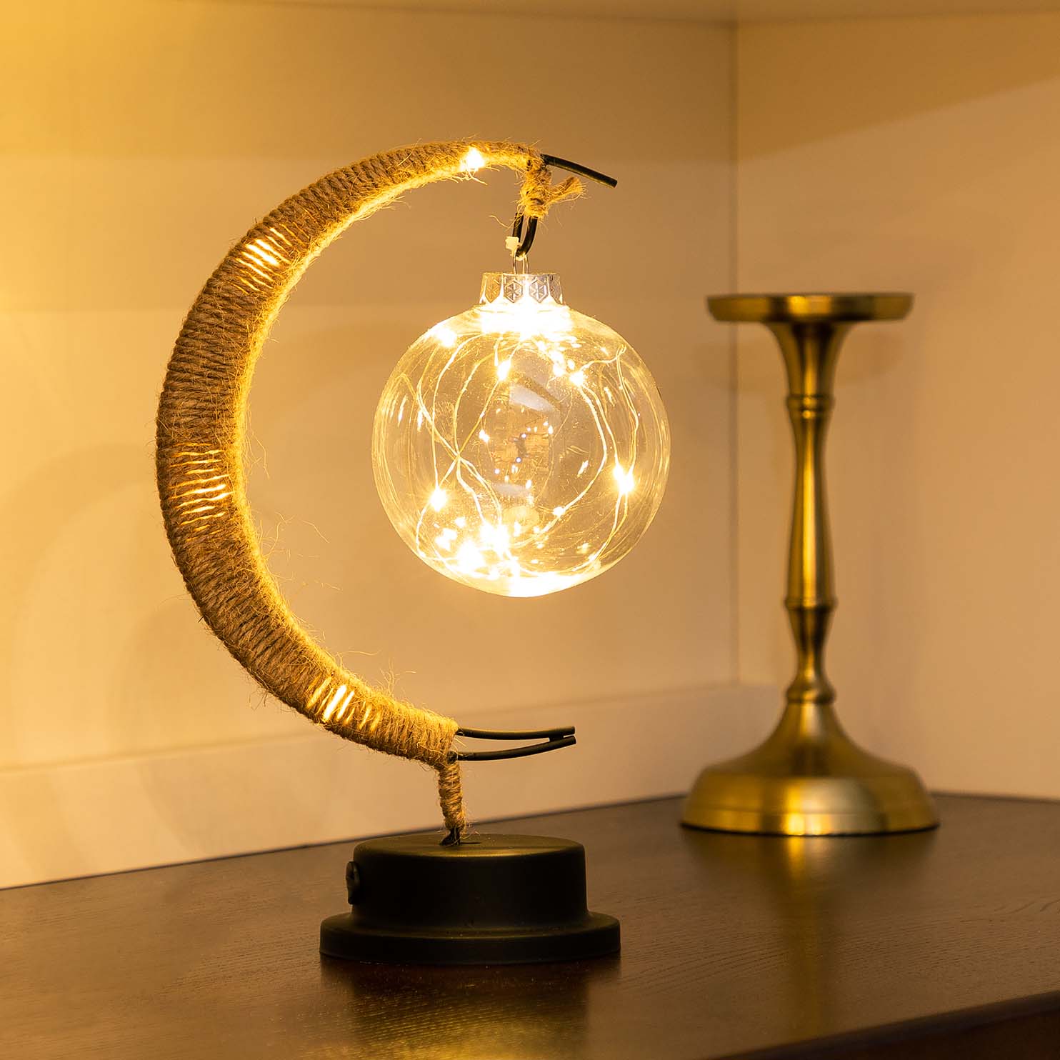 Mondlampe mit Seil - Design für stimmungsvolle Beleuchtung - Tischlampe - Galaxie Blau - Voldeva