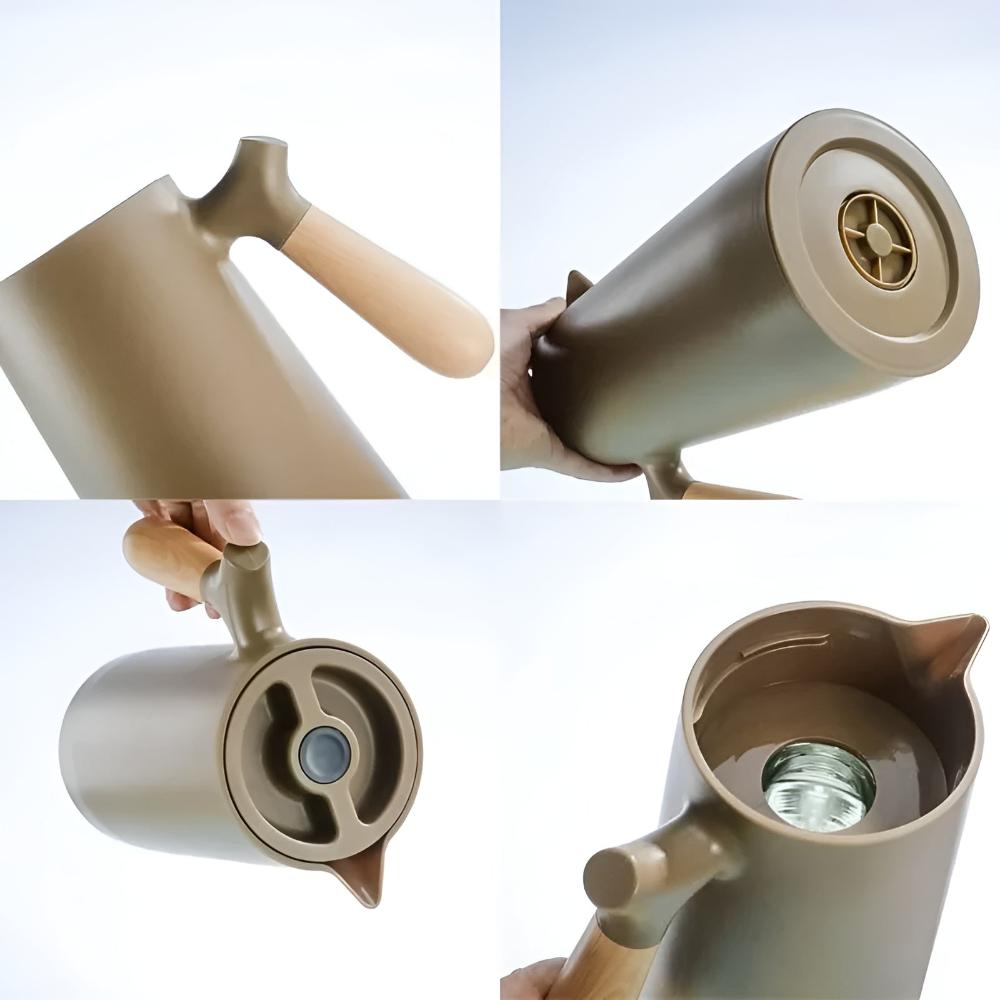 NordicTherm – Isolierte Karaffe mit Holzgriff für stilvolles Genießen - Thermos - Voldeva