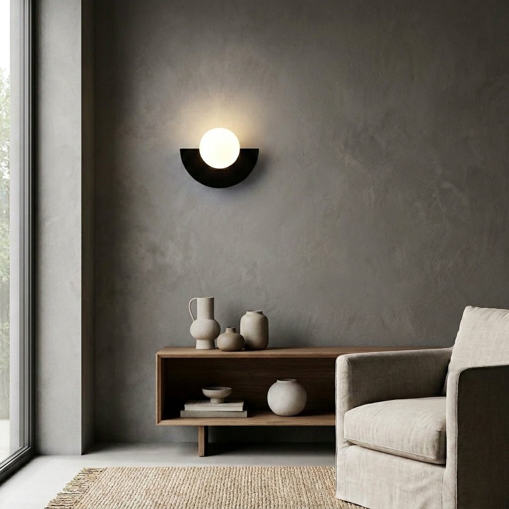 Nordische Halbrunde LED Wandlampe Modernes Design - Wandleuchte - Schwarz - Voldeva