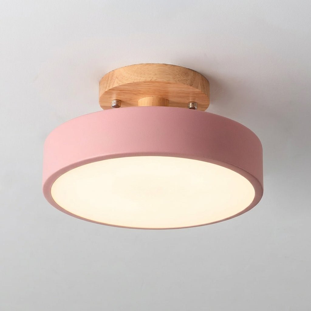 Nordische runde LED-Deckenleuchte in Holzoptik - Ceiling Light Fixtures - Rosa - Voldeva