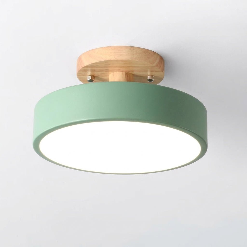 Nordische runde LED-Deckenleuchte in Holzoptik - Ceiling Light Fixtures - Grün - Voldeva