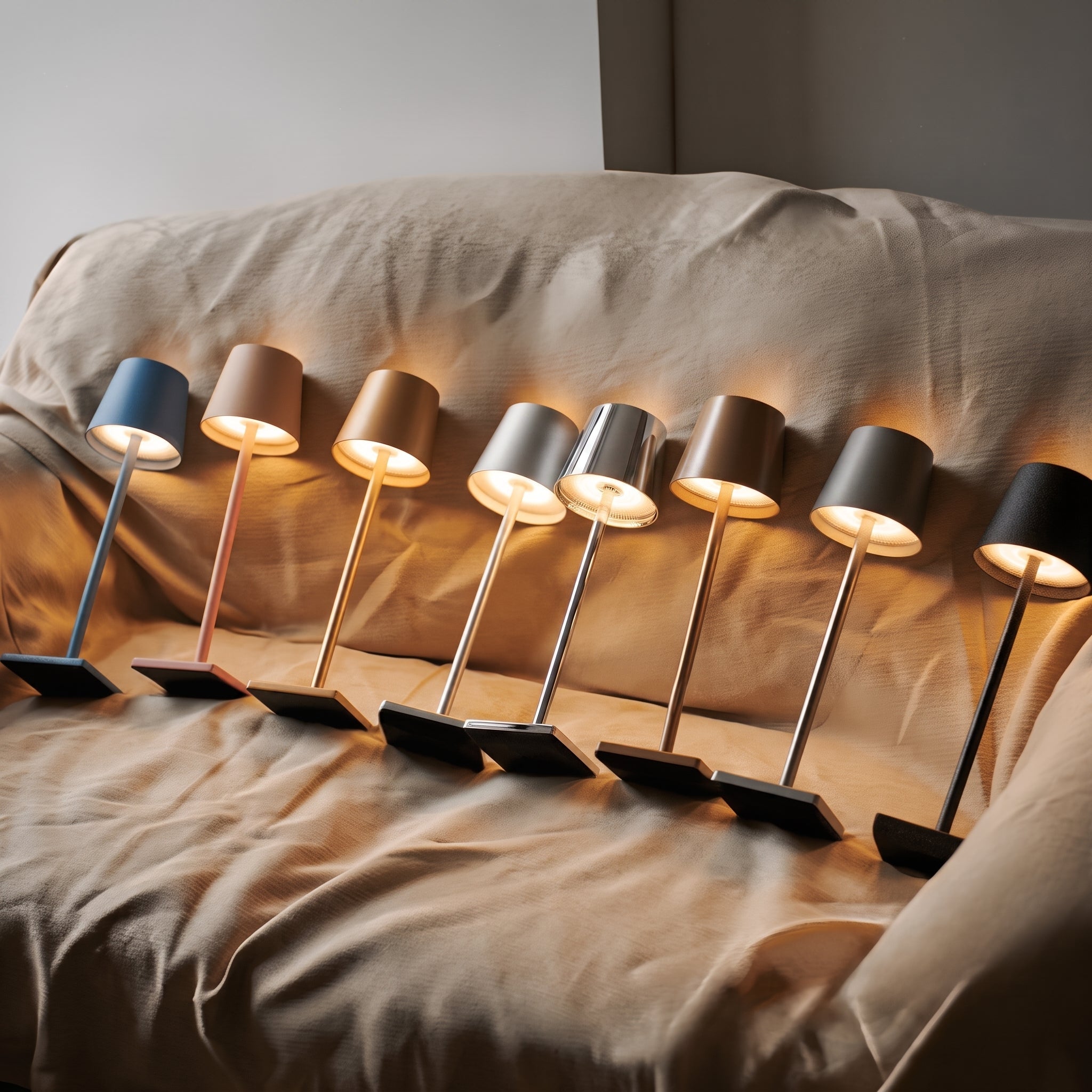 Nordische Schlanke Schreibtischleuchte mit Konischem Schirm - Table Lamps - Blau - Voldeva