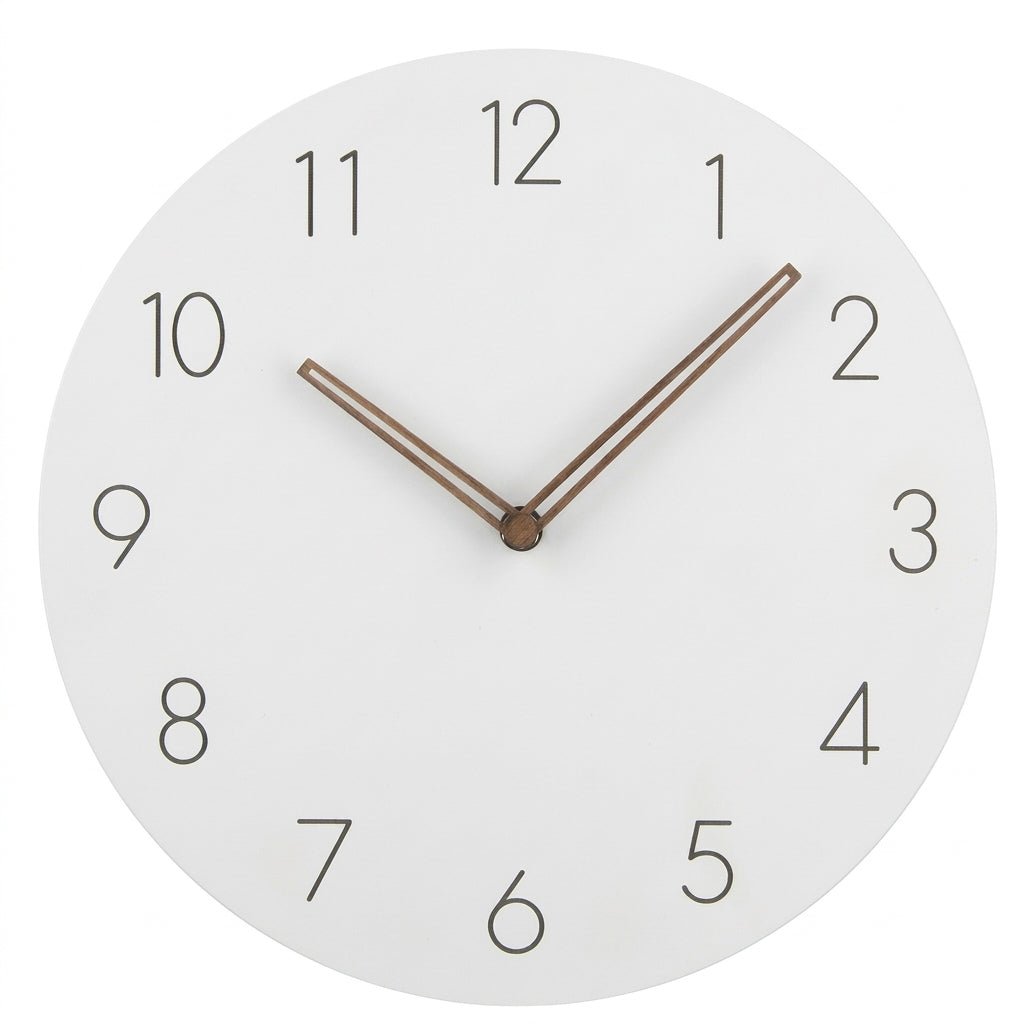 Nordische Wanduhr mit Mattem Zifferblatt ohne Rahmen - Uhr - Weiß - Voldeva