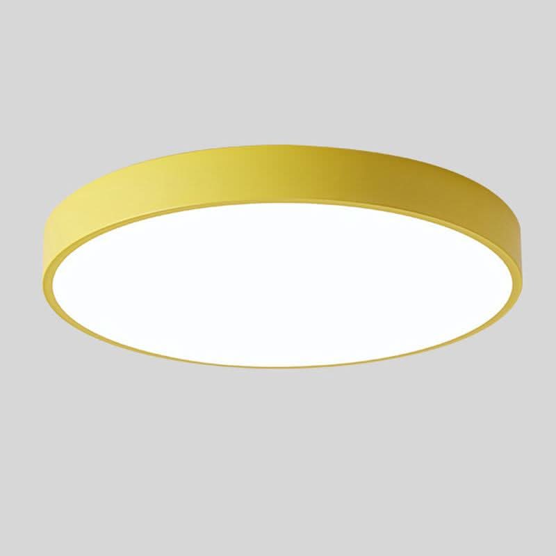 Nordische runde LED-Deckenleuchte mit natürlichem Holzakzent