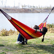 Outdoor Hängematte mit Buntem Streifenmuster und Tragetasche - Hängematte - Blau - Voldeva