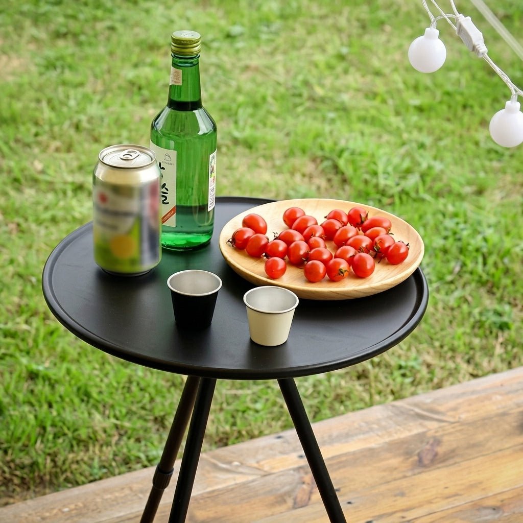 Outdoor Rund Klapptisch mit Verstellbarem Dreibein-Gestell - Outdoor-Beistelltisch - Voldeva