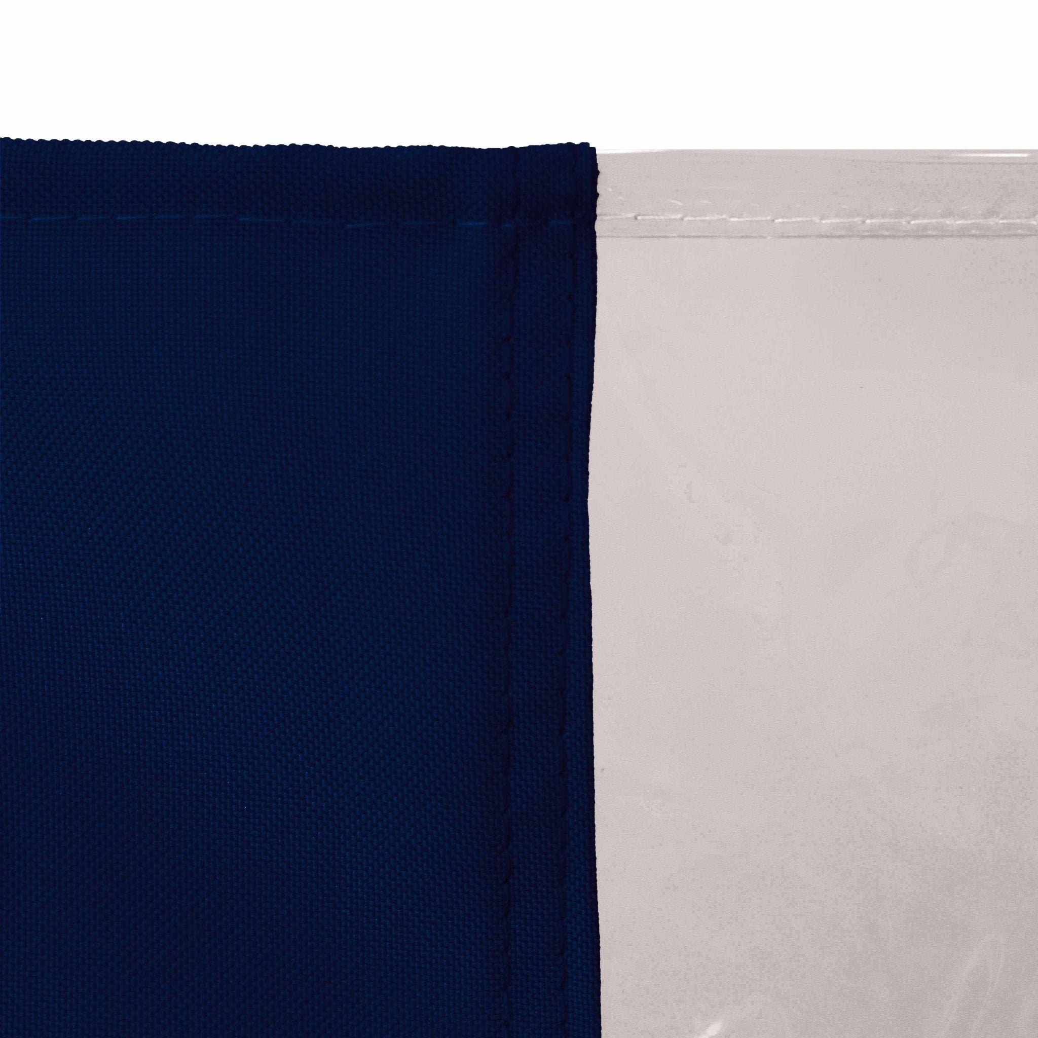 Outdoor Vorhang mit Transparentem Fenster und Ösen - Leinwandvorhang - Blau - Voldeva