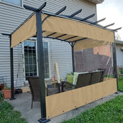 Outdoor Vorhang mit Transparentem Fenster und Ösen - Leinwandvorhang - Beige - Voldeva