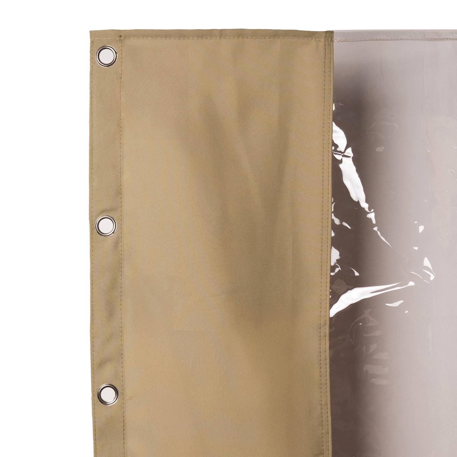 Outdoor Vorhang mit Transparentem Fenster und Ösen - Leinwandvorhang - Beige - Voldeva