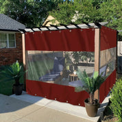 Outdoor Vorhang mit Transparentem Fenster und Ösen - Leinwandvorhang - Rot - Voldeva
