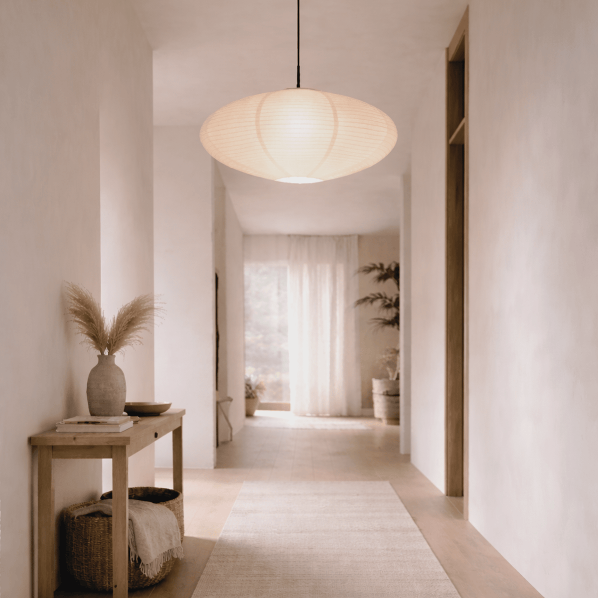 Ovale Pendelleuchte aus Papier im Wabi Sabi Stil - Pendant Light Fixtures - M (50 cm) - Voldeva