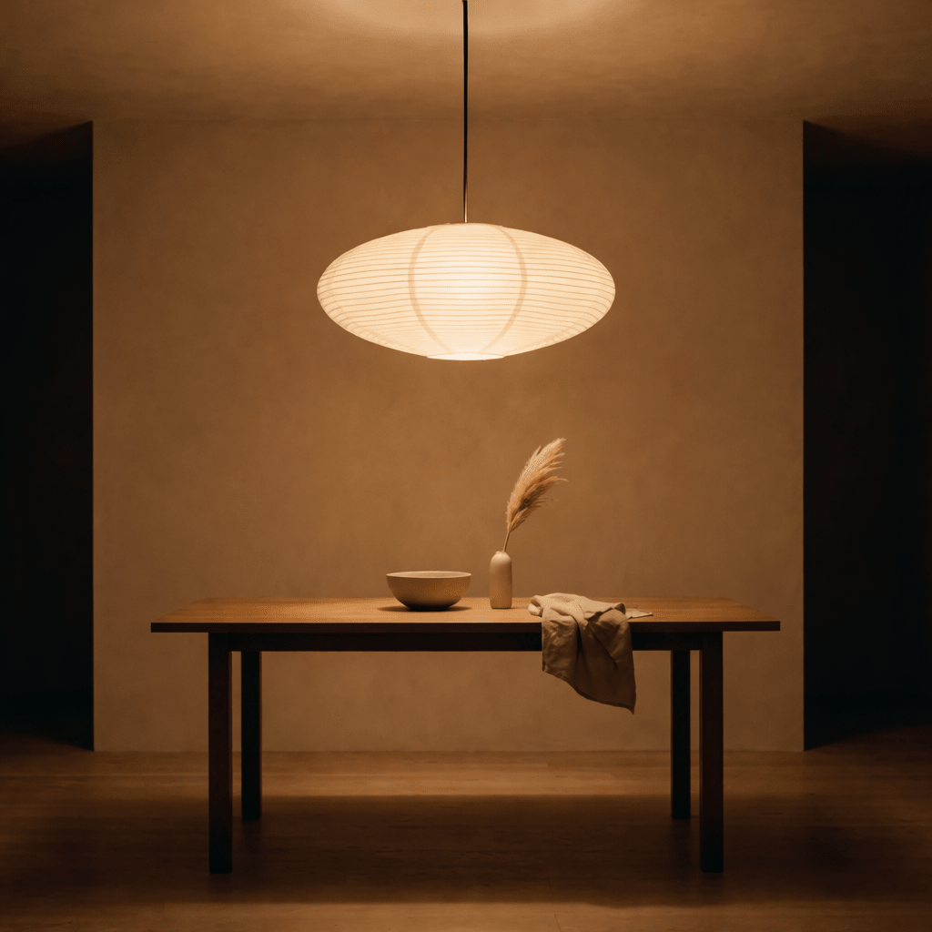 Ovale Pendelleuchte aus Papier im Wabi Sabi Stil - Pendant Light Fixtures - M (50 cm) - Voldeva