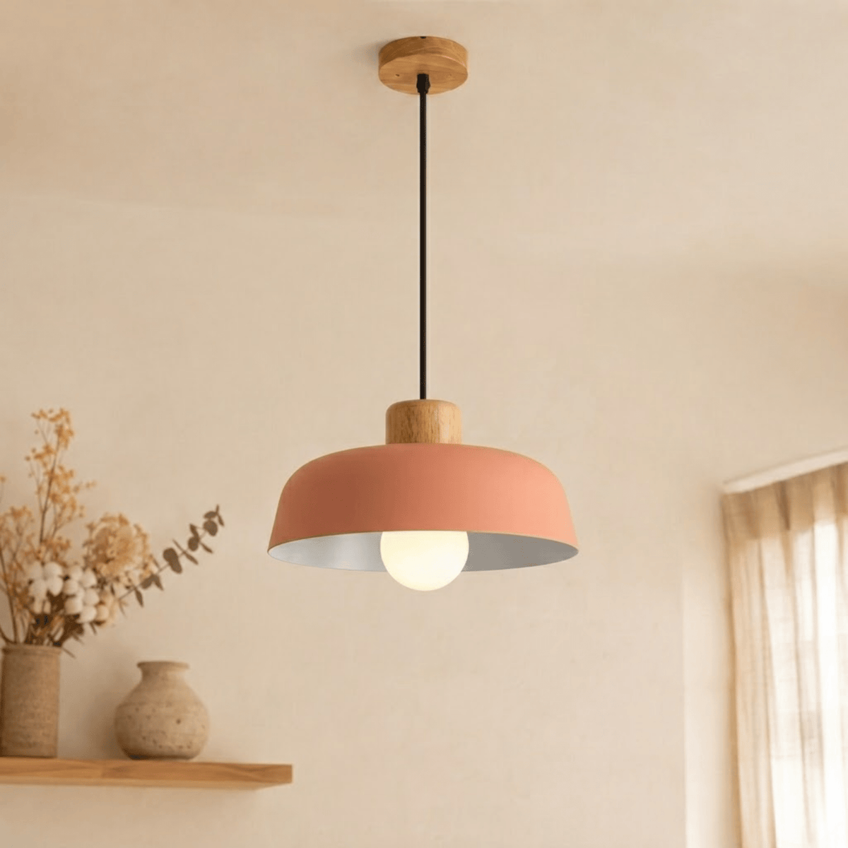Pendelleuchte aus Holz und Metall im skandinavischen Design - Pendant Light Fixtures - Rosa - Voldeva