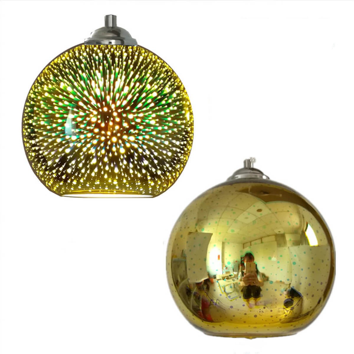 Pendelleuchte Mit 3D Feuerwerk Glasschirm - Pendelleuchten - Gold - Voldeva