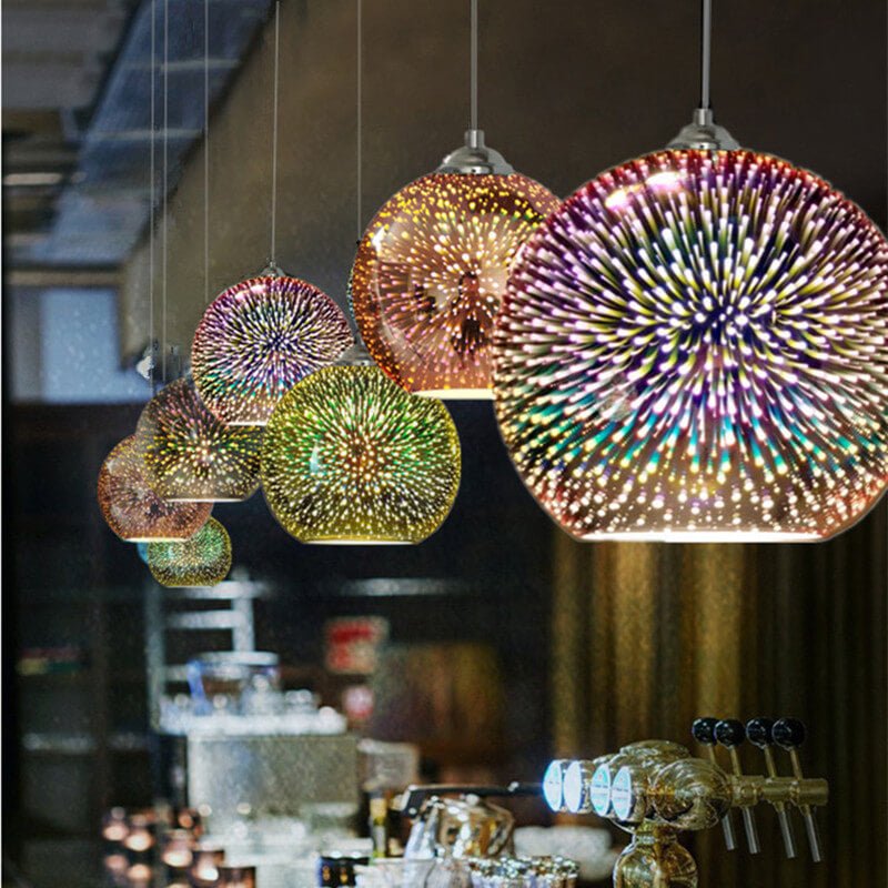 Pendelleuchte Mit 3D Feuerwerk Glasschirm - Pendelleuchten - Silber - Voldeva