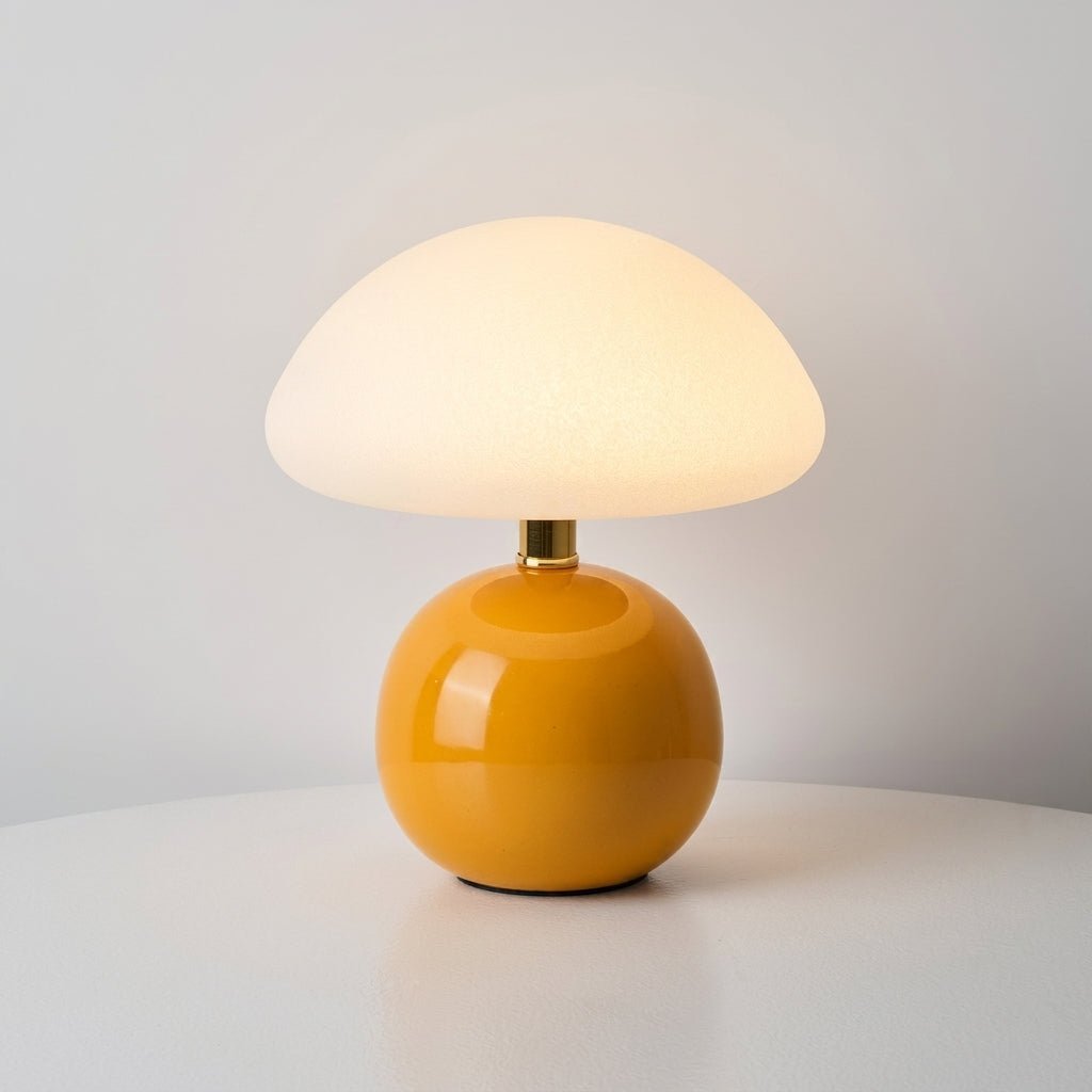 Pilz-Tischlampe mit Kuppelschirm und runder Kugelbase - Tischlampe - Orange - Voldeva