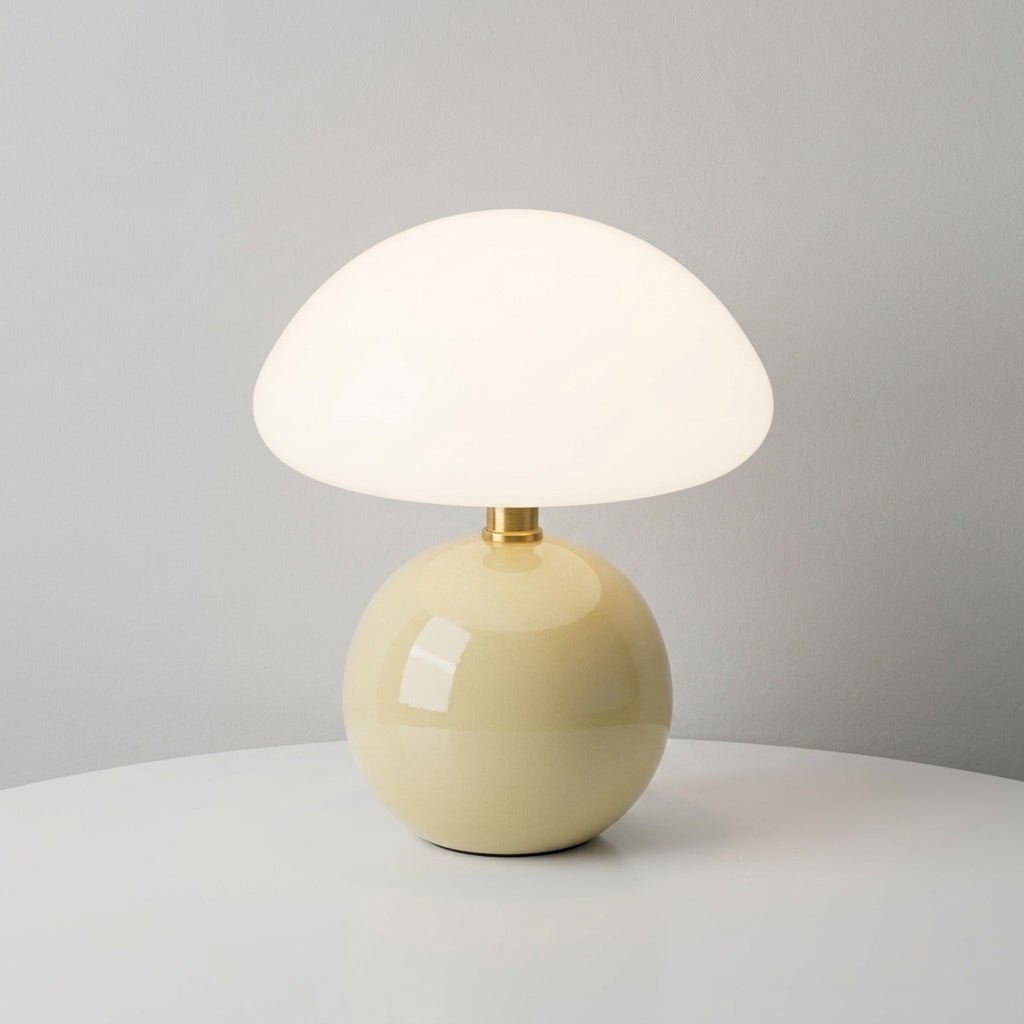 Pilz-Tischlampe mit Kuppelschirm und runder Kugelbase - Tischlampe - Beige - Voldeva