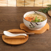 Ramen - Schüssel - Set mit Holzdeckel - Geschirr - Weiß - Voldeva