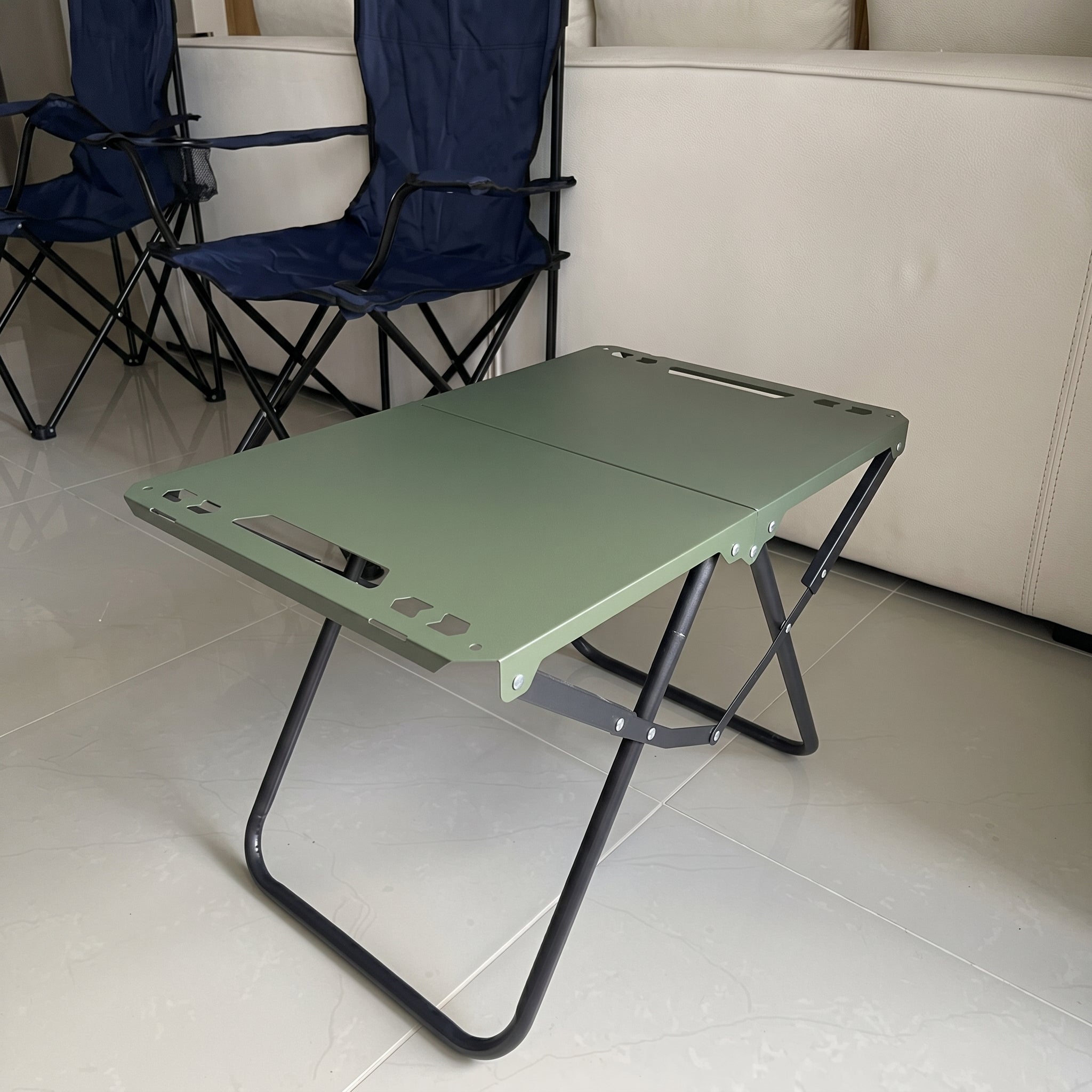 Rechteckiger Outdoor-Klapptisch tragbar für Camping - Outdoor-Beistelltisch - Grün - Voldeva