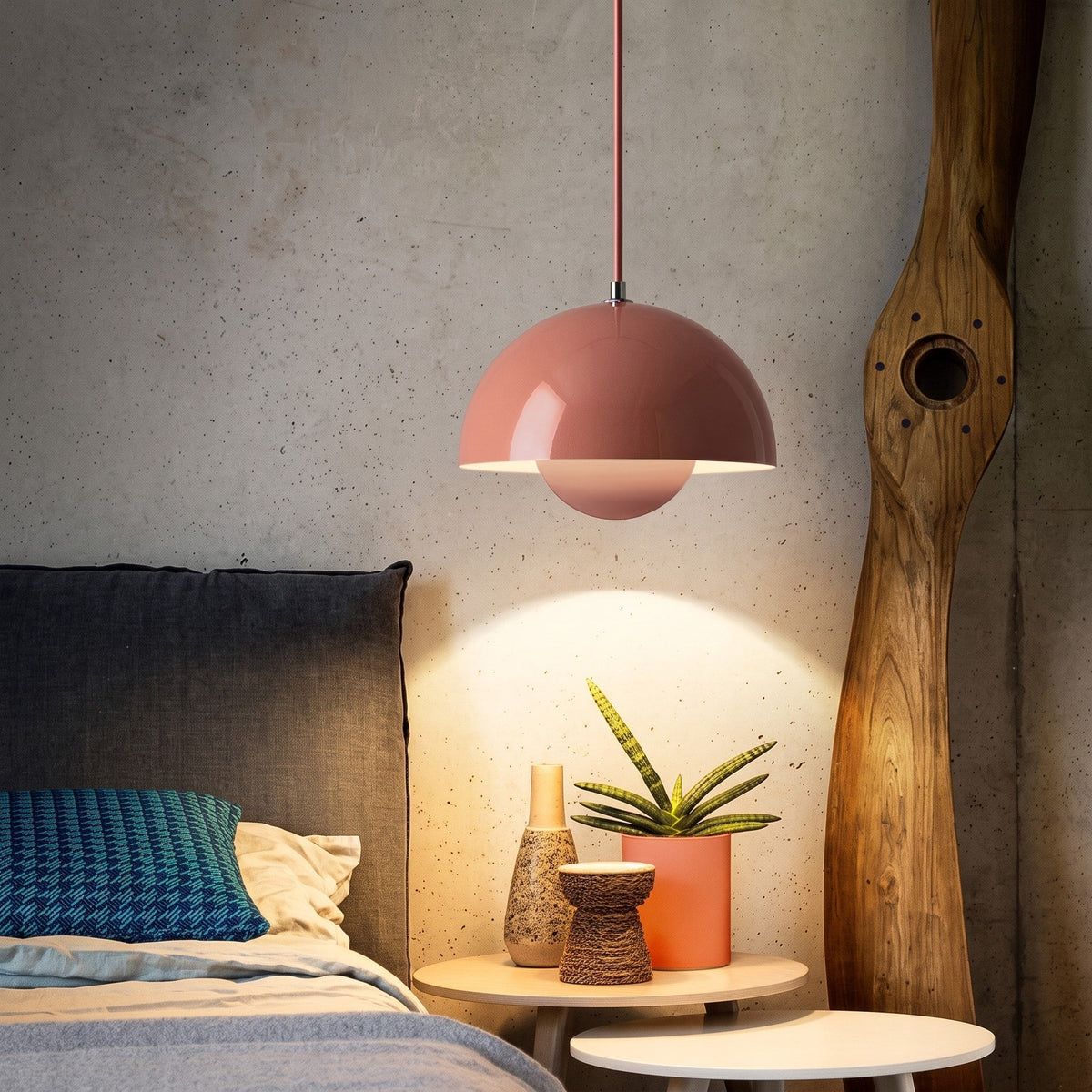 Retro Kuppel Pendelleuchte im Vintage Design - Pendant Light Fixtures - Rosa - Voldeva
