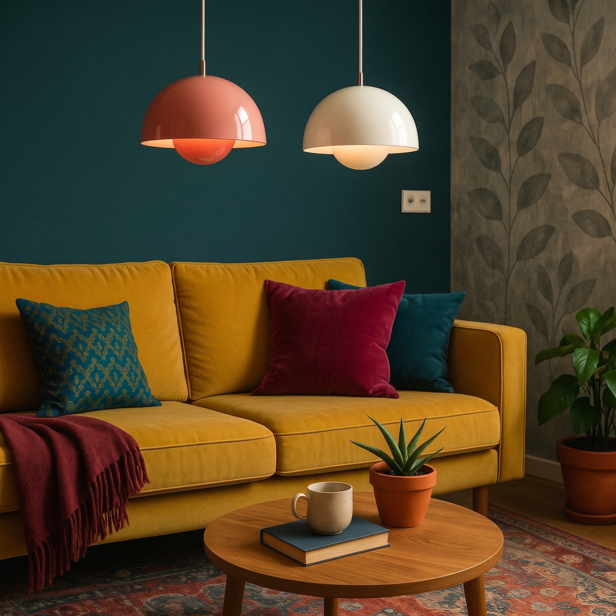Retro Kuppel Pendelleuchte im Vintage Design - Pendant Light Fixtures - Rosa - Voldeva