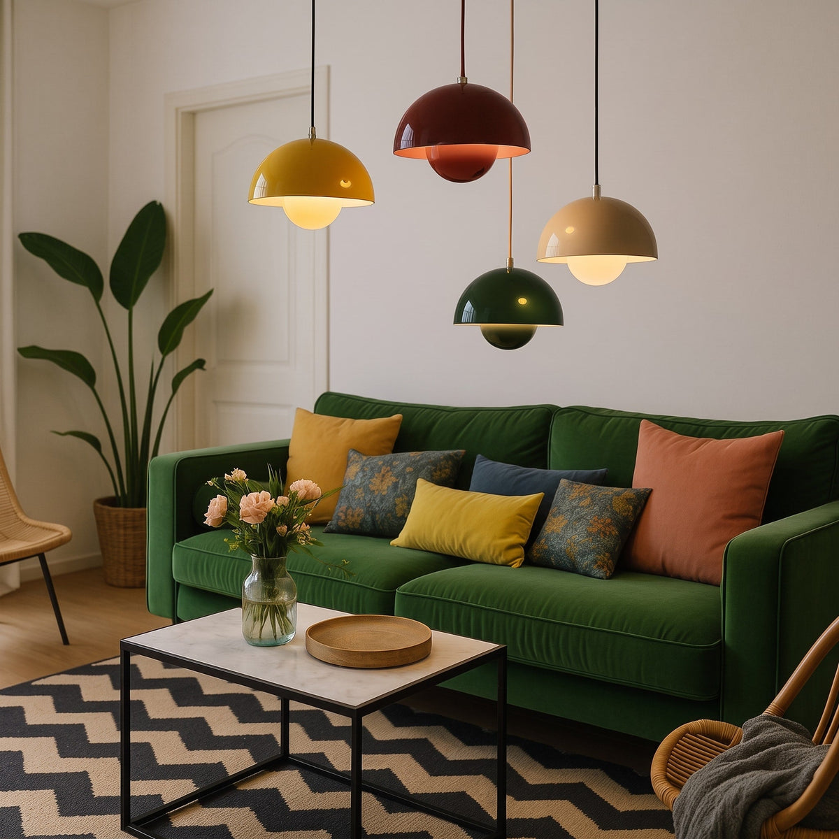 Retro Kuppel Pendelleuchte im Vintage Design - Pendant Light Fixtures - Rosa - Voldeva