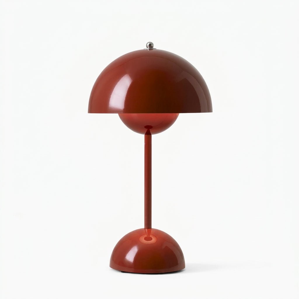 Retro-Tischlampe mit pilzförmigem Kuppelschirm - Tischlampe - Rot - Voldeva