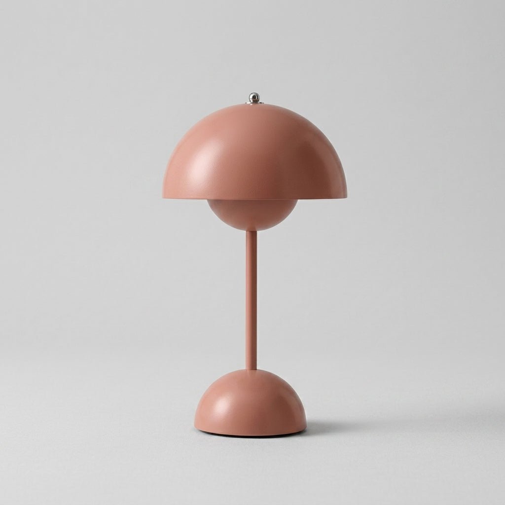 Retro-Tischlampe mit pilzförmigem Kuppelschirm - Tischlampe - Rosa - Voldeva
