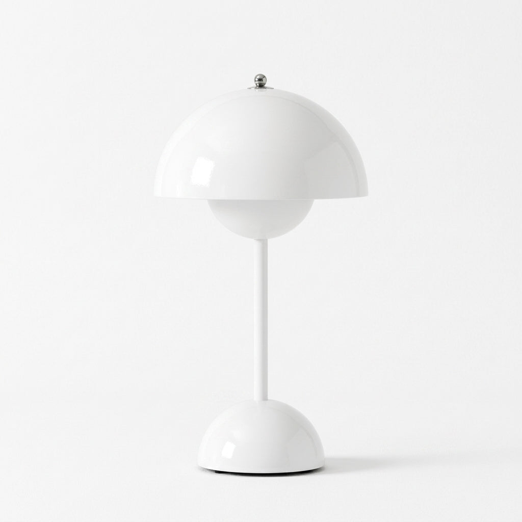 Retro-Tischlampe mit pilzförmigem Kuppelschirm - Tischlampe - Weiß - Voldeva