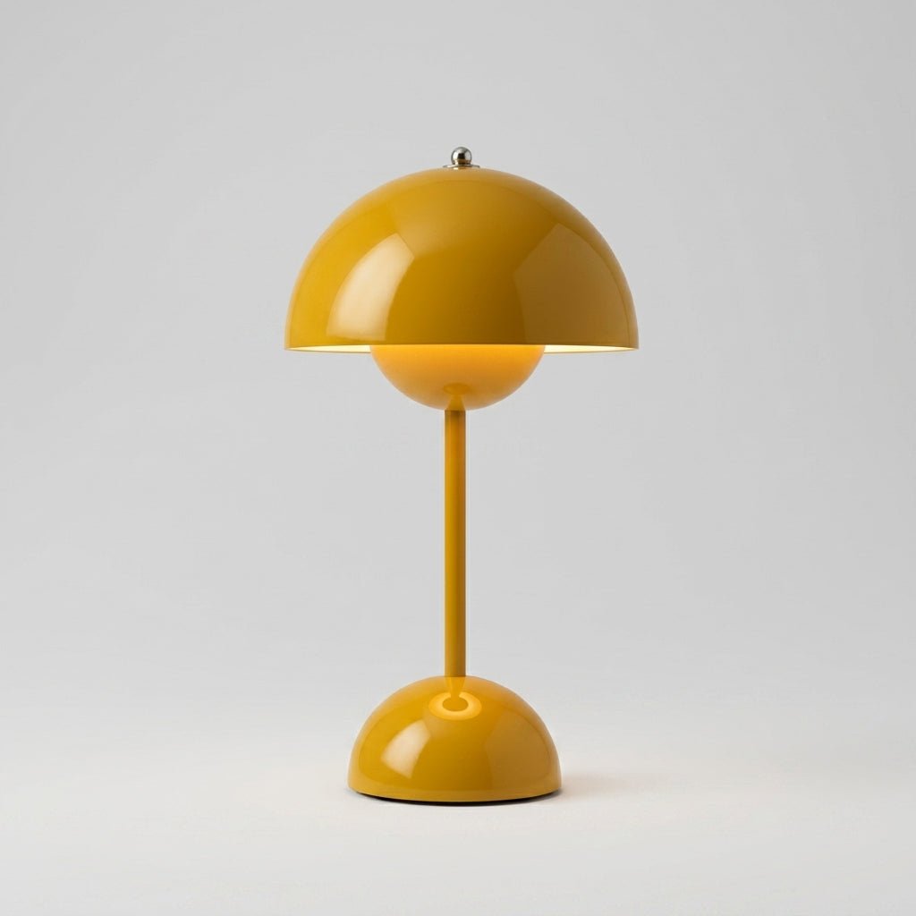 Retro-Tischlampe mit pilzförmigem Kuppelschirm - Tischlampe - Gelb - Voldeva