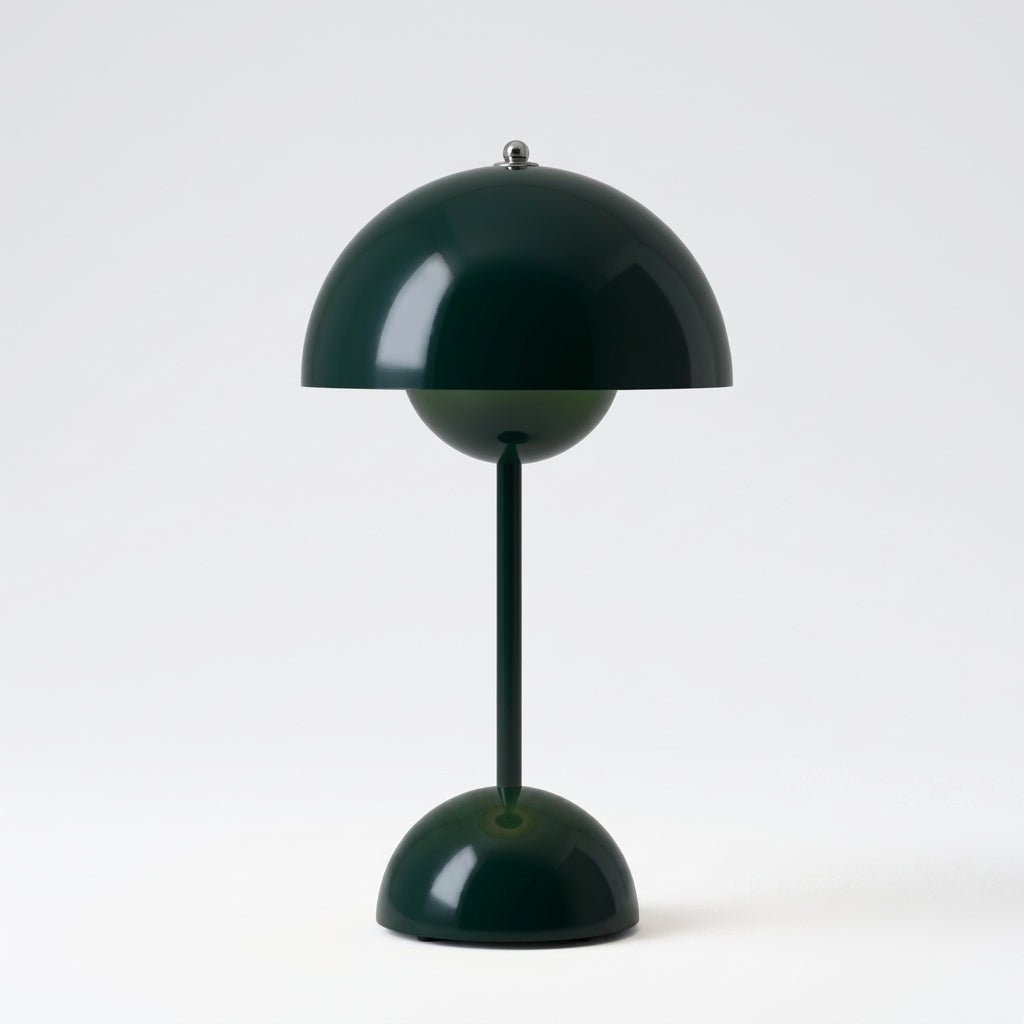 Retro-Tischlampe mit pilzförmigem Kuppelschirm - Tischlampe - Dunkelgrün - Voldeva
