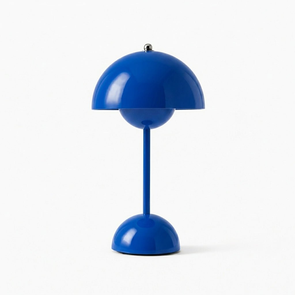 Retro-Tischlampe mit pilzförmigem Kuppelschirm - Tischlampe - Blau - Voldeva