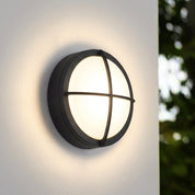 Runde Außenwandleuchte mit Segmentgitter - Design - Wandleuchte - Kreuz - Voldeva