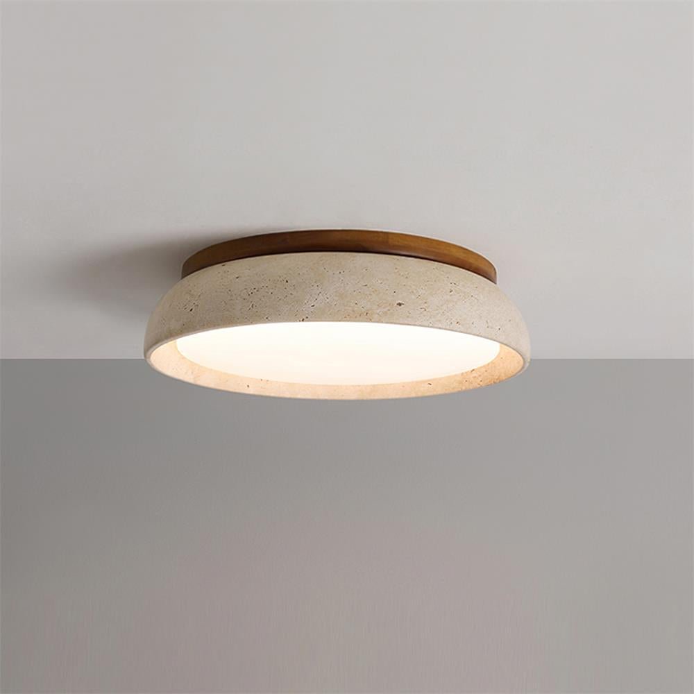 Runde Deckenleuchte Im Schalendesign Mit Holzrand - Ceiling Light Fixtures - Voldeva