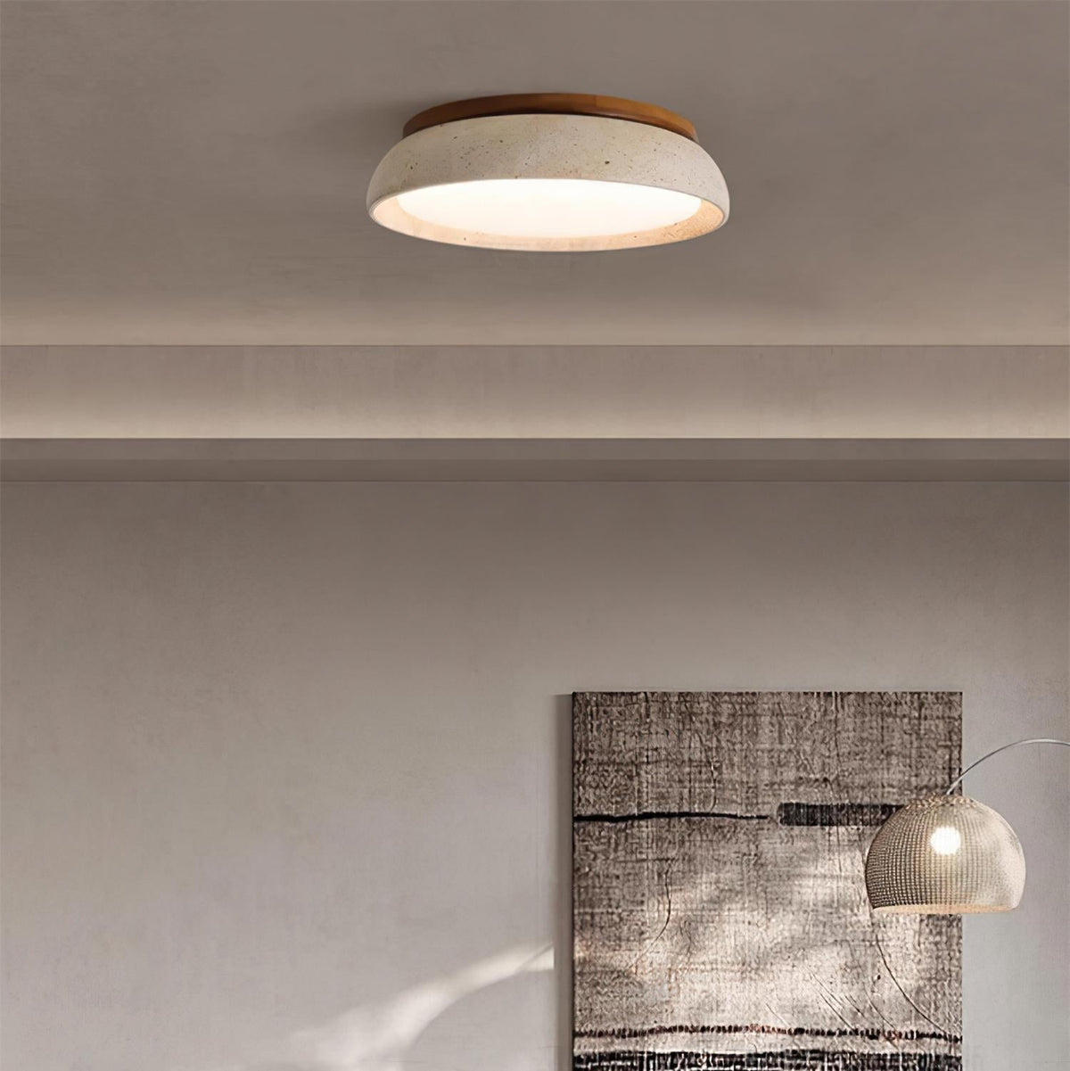 Runde Deckenleuchte Im Schalendesign Mit Holzrand - Ceiling Light Fixtures - Voldeva