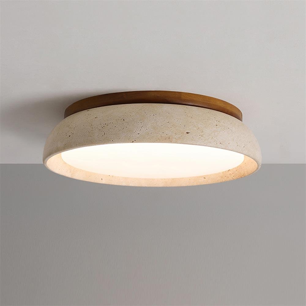 Runde Deckenleuchte Im Schalendesign Mit Holzrand - Ceiling Light Fixtures - Voldeva