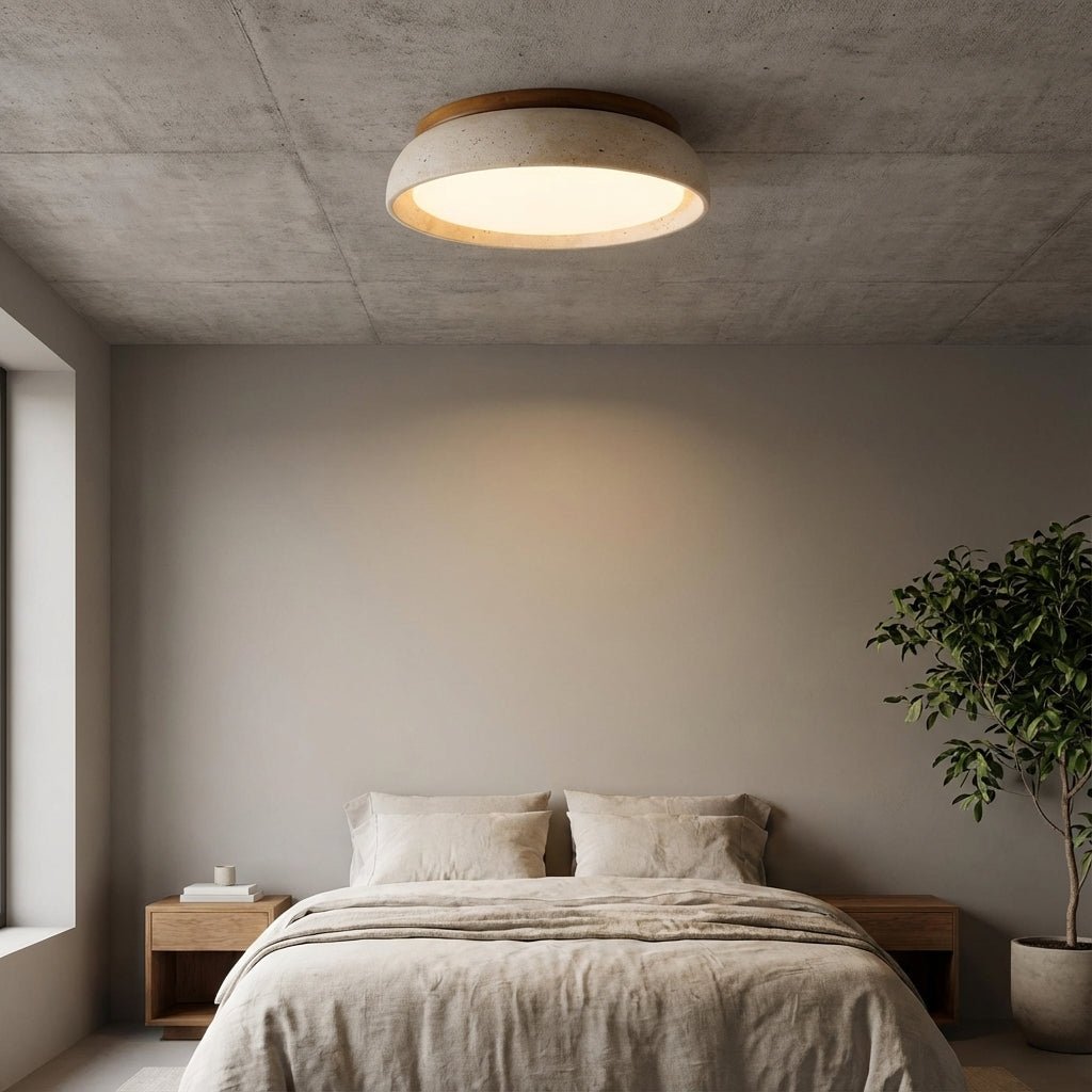 Runde Deckenleuchte Im Schalendesign Mit Holzrand - Ceiling Light Fixtures - Voldeva