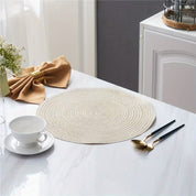 Rundes Tischset mit Strukturiertem Webmuster - Tischsets - Beige - Voldeva